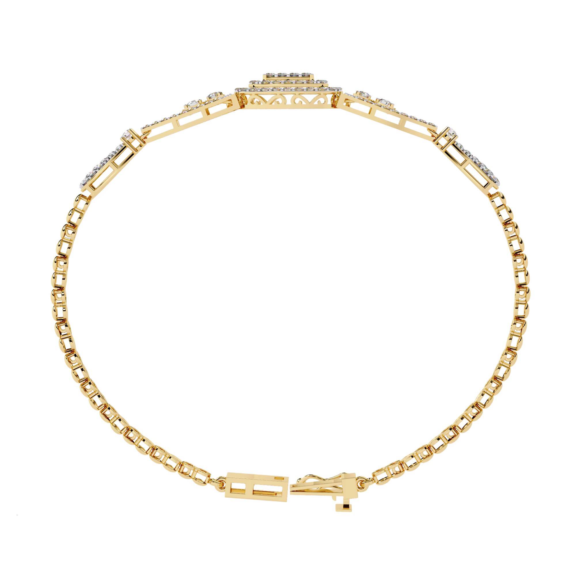 One of a Kind Natural Diamond Bracelet with Lab Grown Stones 14K Gold Plated IGI Certified Exclusive Design Jewelry for Women
