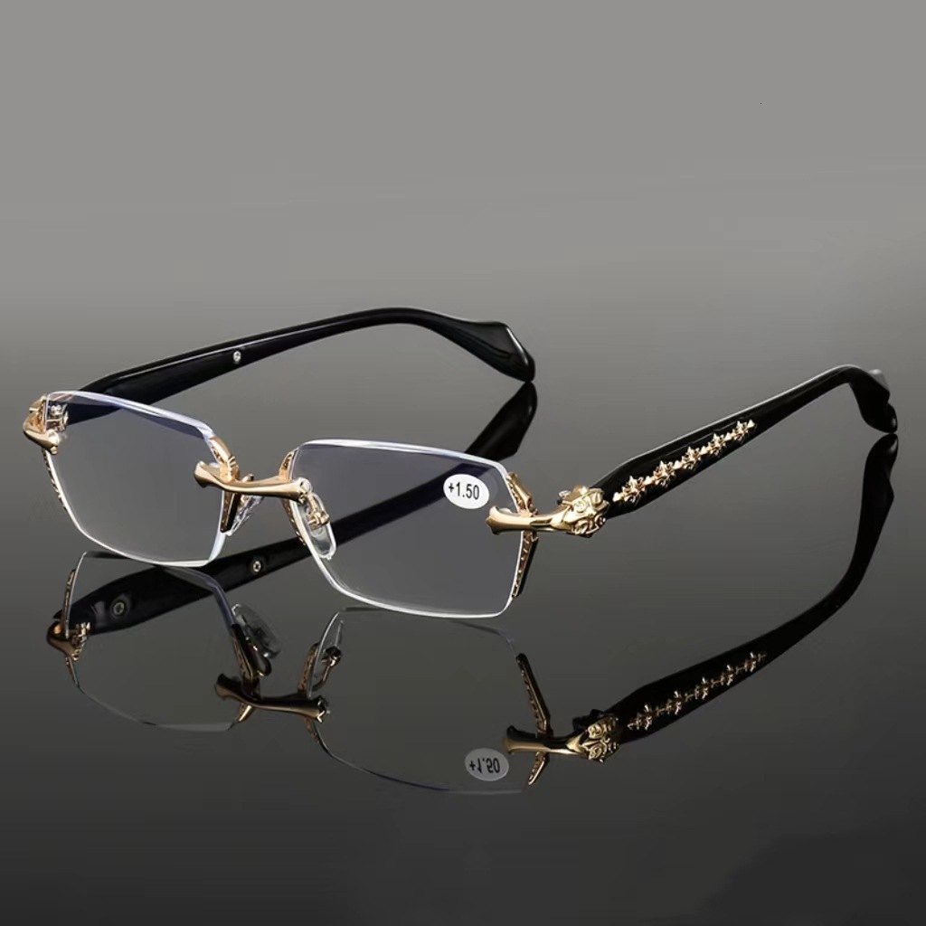 Luxury Brand Designer Sunglasses Minimalist Fashion Internet Celebrity Frameless Edge-cut Reading Glasses For Men And Women Trendy Versatile High-defi