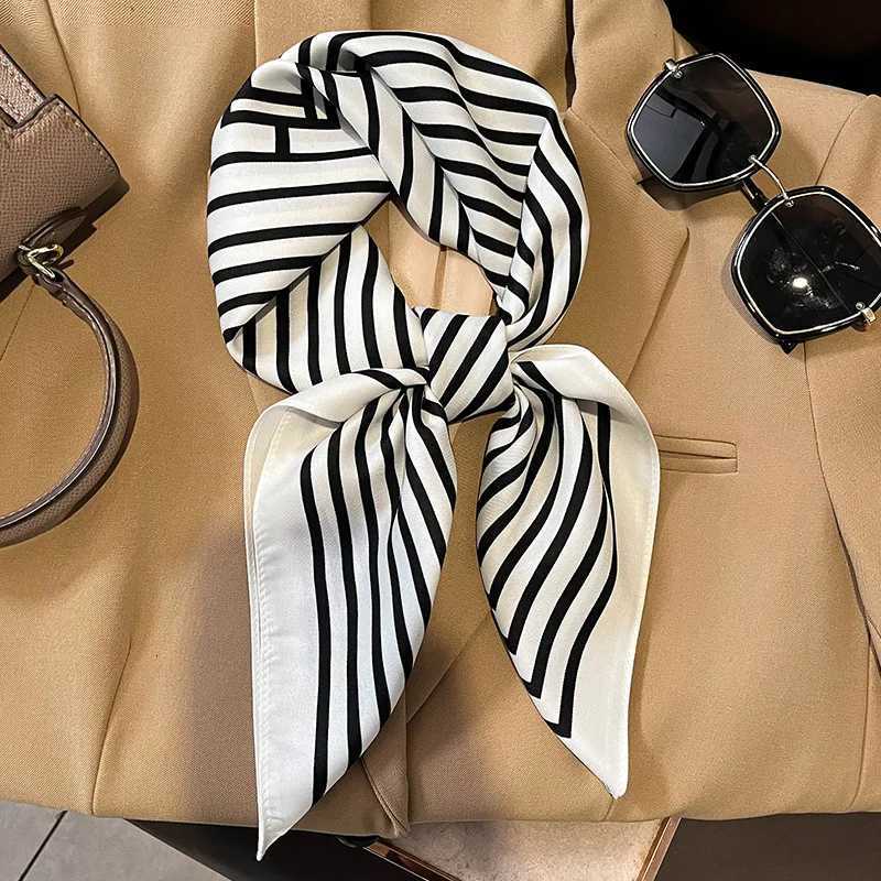 Luxury Brand Silk Square Plaid Scarf Women Satin Neck Hair Tie Band Soft work neckerchife 2021 NEW Hijab Head Female Foulard Z260330
