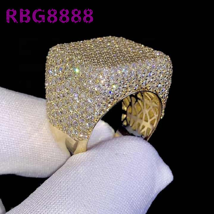 Multiple Choice Hot Sale Custom Iced Out Hip Hop Men Ring Vvs Moissanite 925 Sterling Silver Moissanite Engagement Ring Men