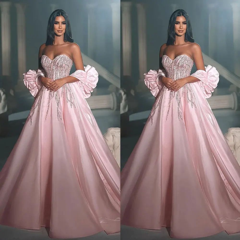 2026 Pink Sweetheart Wedding Dress Princess A e Satin Beads Sequins Bridal Bride Gowns With Wrist Corsages Custom Made Vestios De Novias ZD10