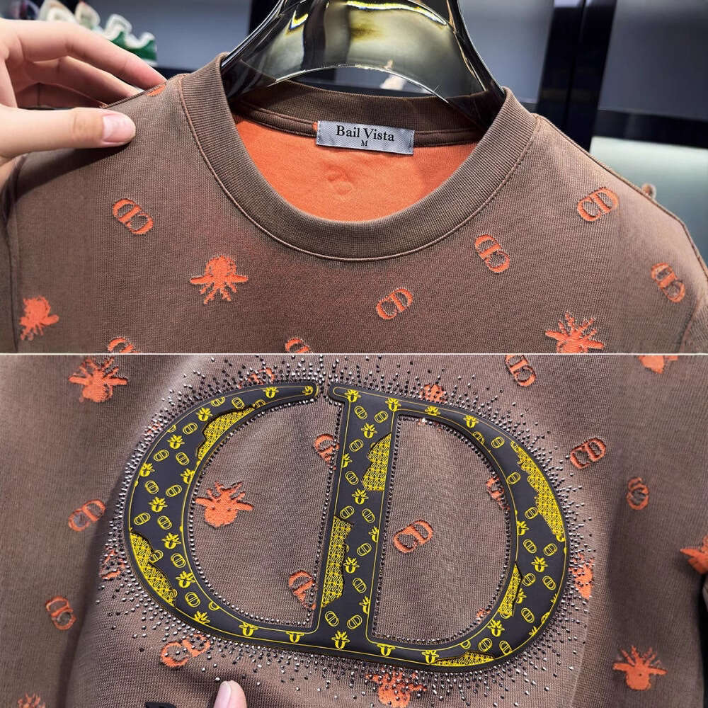 Men's American-style light luxury jacquard full-print round-neck short-sleeve T-shirt, trendy brand luxury new summer European style