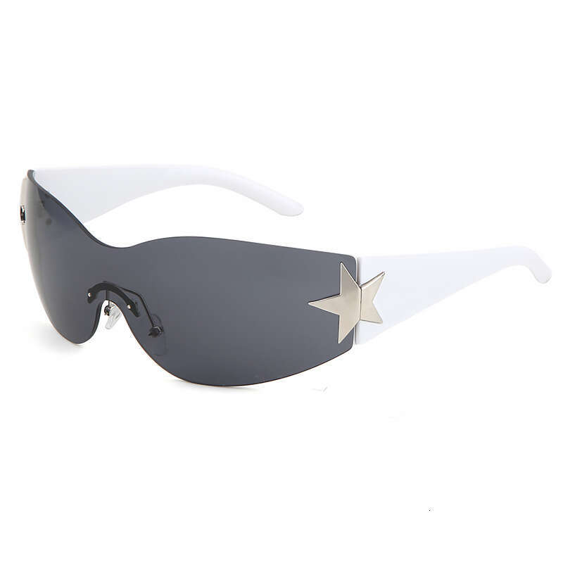 European And American New Y2k Millennial Hot Girl Rimless Pentagram Integrated Pilot Sunshade Sunglasses For Women outdoor glasses