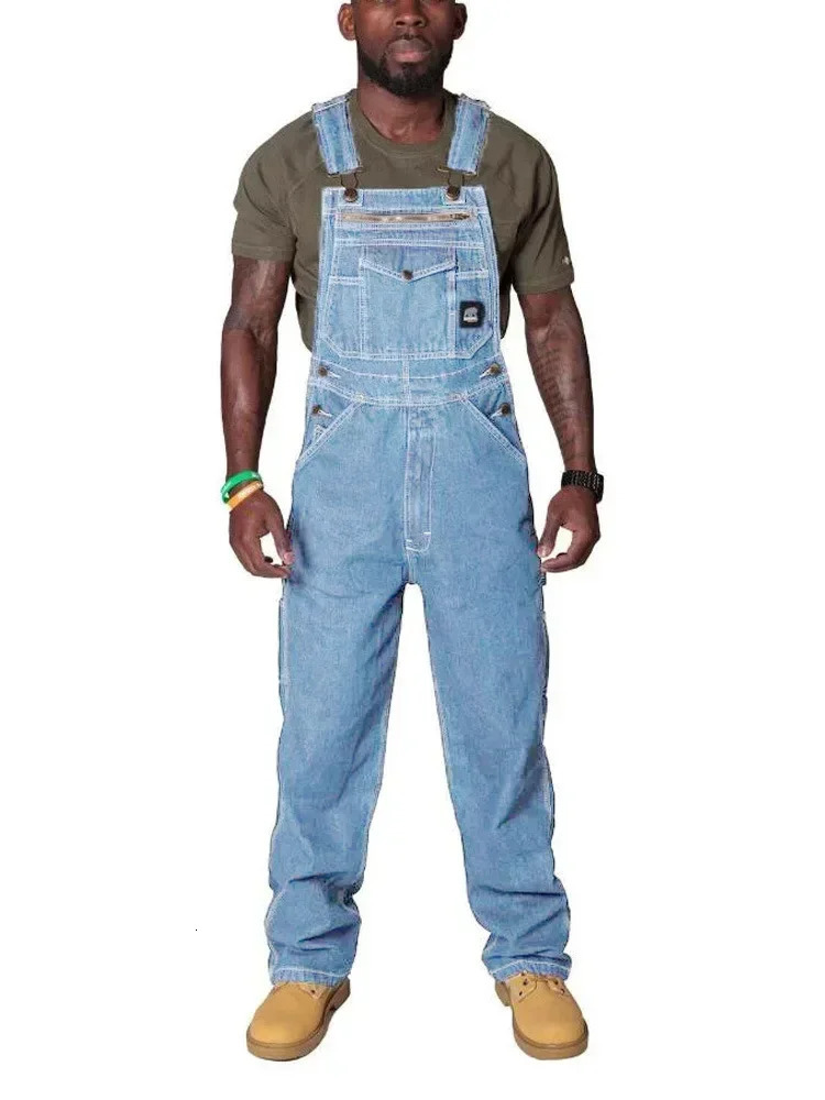 Mens Cargo Trousers Solid Jeans Overalls for Men Fashion Denim Jumpsuits Oversized Pants Men Clothing Full Length Tracksuit 260326