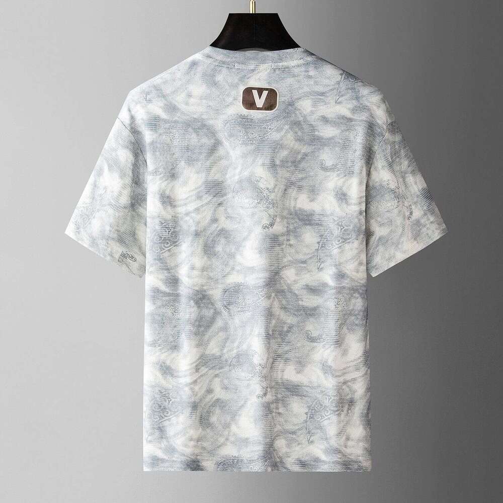 European Station luxury Summer New Short-Sleeve T-Shirt Men, Premium High-End Letter Print Half-Sleeve Tee Top for Men