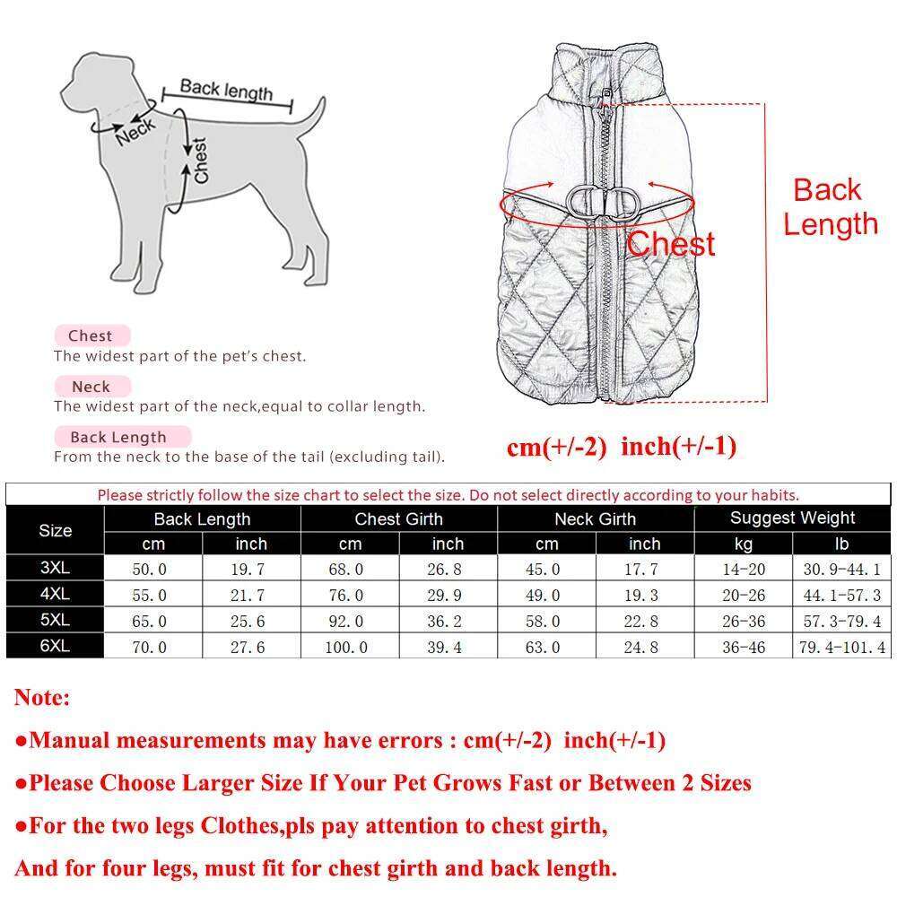 Reflective Clothes Winter Warm Pet Jacket For Small Large Dog Puppy Windproof Clothing with D-ring Labrador Pug Outfits
