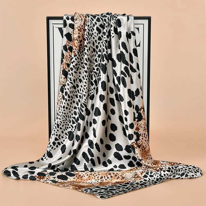 9090cm Leopard Printed Square Scarf Wen Luxury Designers Scarf Fashion Dot band Matte Soft Satin Hair Band Handkerchief X260328