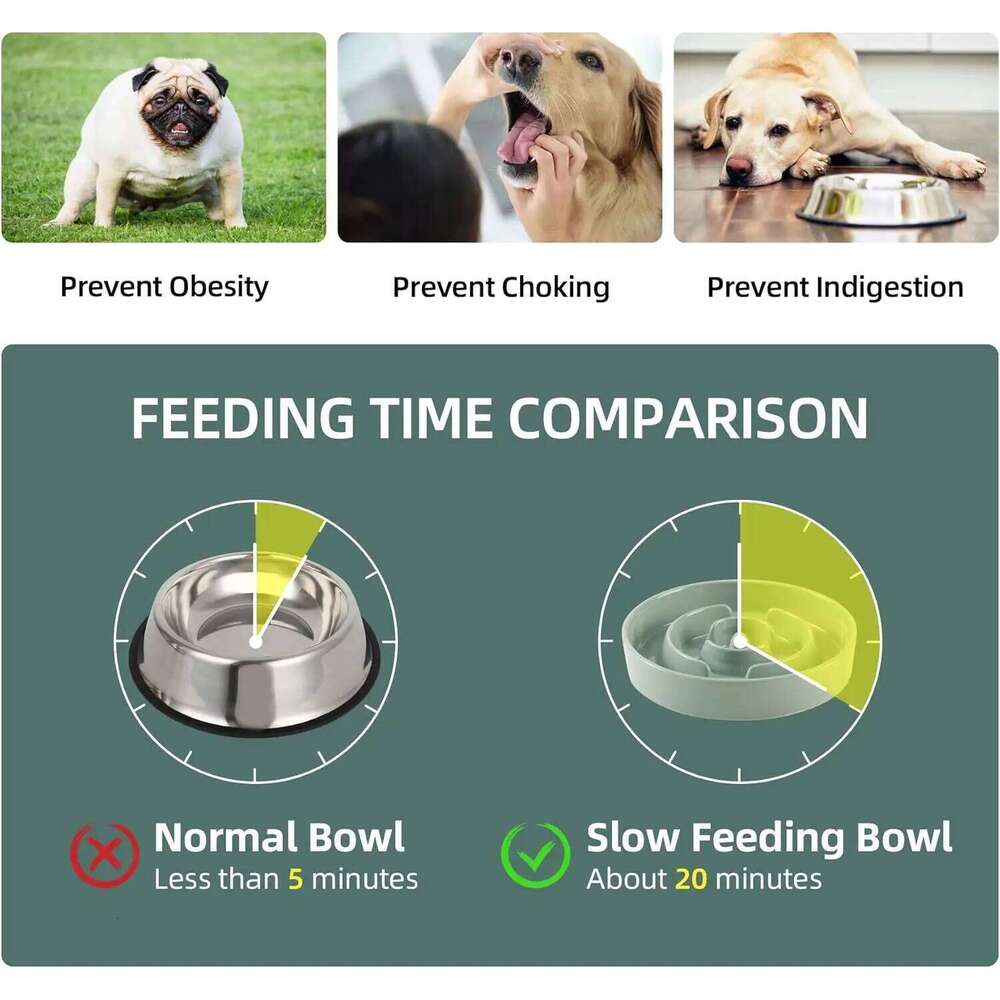 Ceramic Slow Feeder Dog Bowl for Medium/Large Breeds, Anti-Gulping Dish to Prevent Bloat and Choking, Light Green 26W0330