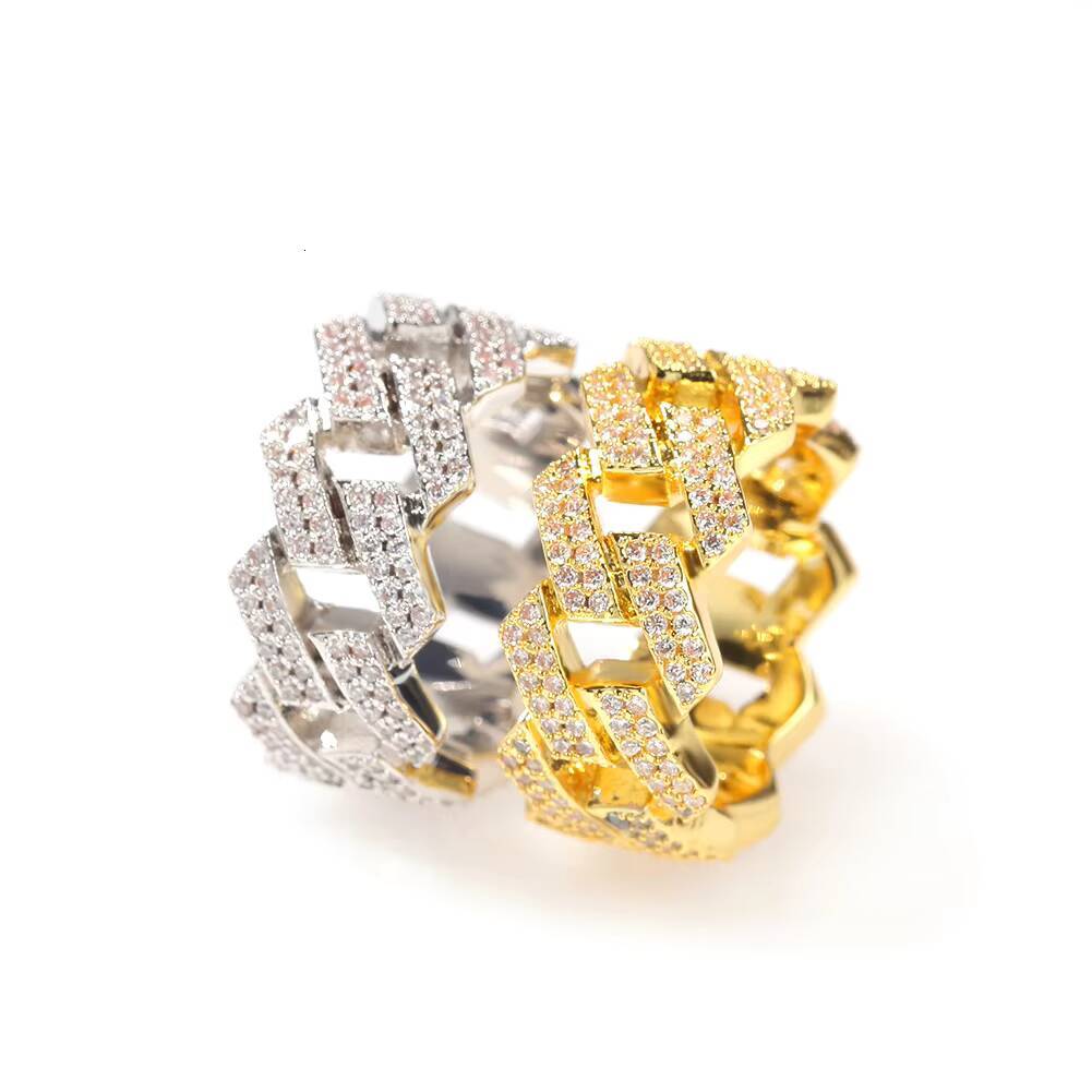 Hip Hop Fashion 925 silver Prong Setting Moissanite Ring Cubic VVS Moissanite Iced Cluster with Gold Plating for Engagement or Gift