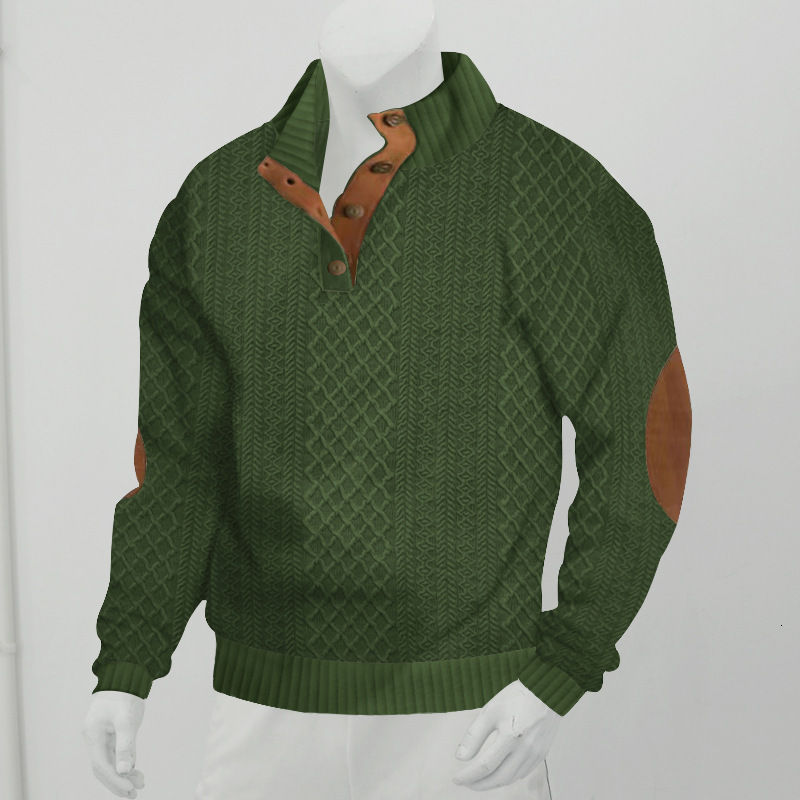 Casual Outdoor Men's Sweatshirts with Unique Jacquard Pattern & Stylish Stand Collars