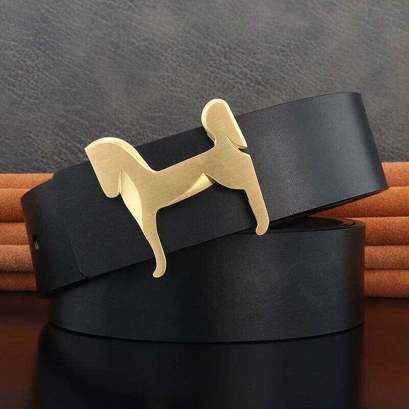 Grade Stainless Steel Horse 3.8Cm Wide Slide Buckle Men Belts High Genuine Leather Waistband Cowboy Casual Ceinture Homme Chunjinqiuli
