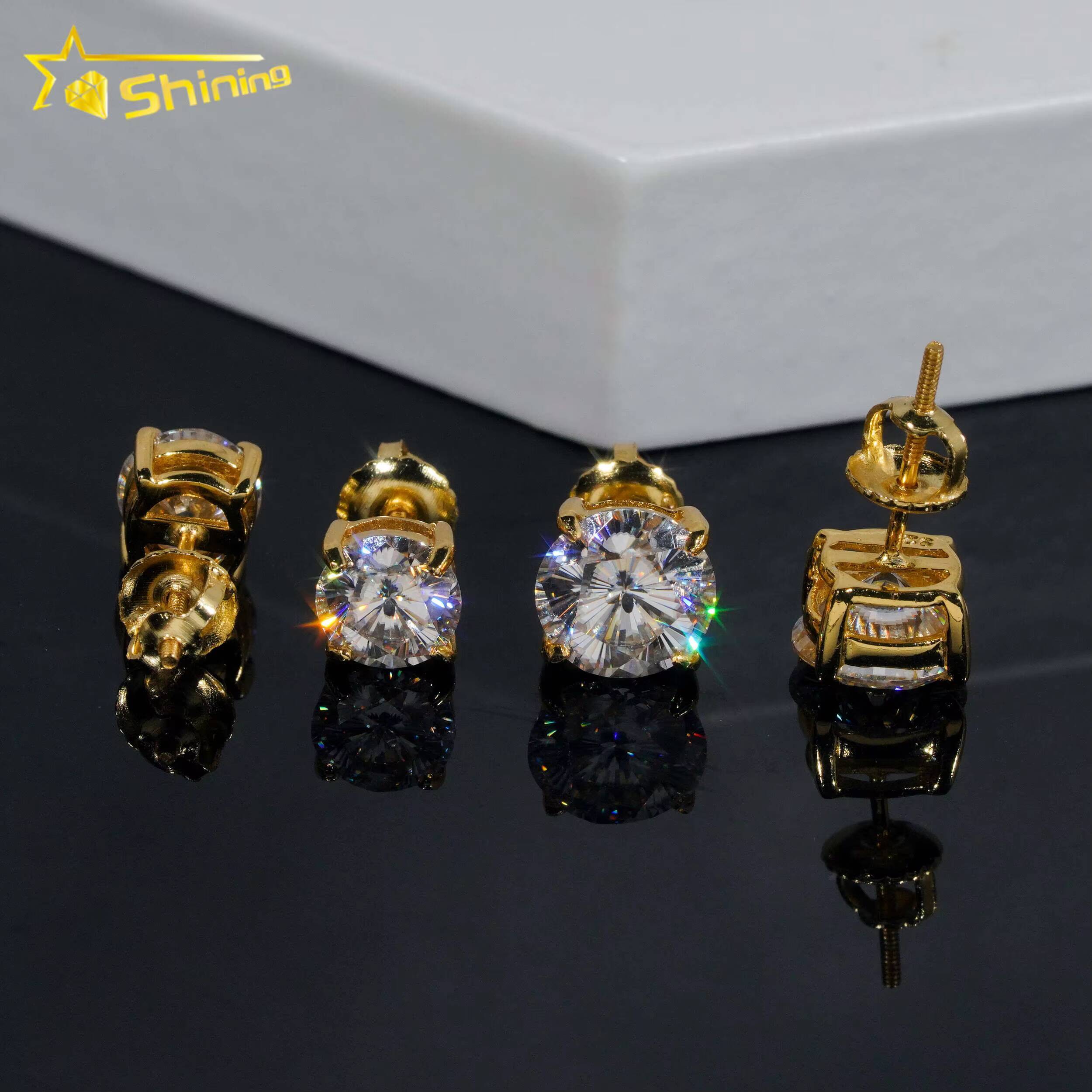 Ready to Ship Sterling Silver 925 Cherry Blossom Cut Moissanite Earrings Women Fashion VVS Round Shape Diamond Ear Studs
