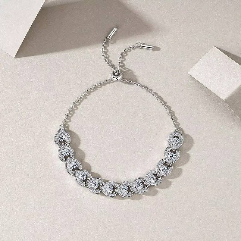 Factory Wholesale Jewelry Ajustable Chain Gem Bracelet 925 Sterling Silver Bracelet Muti-gem Fine Women Moissanite Bracelet