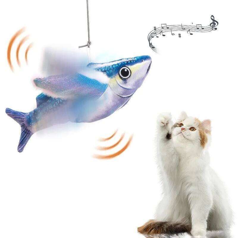 Fish Interactive Cat Toys Rechargeable Chirping Flapping Birdno Flying Can Add Catnip Touch Activated Plush Toy
