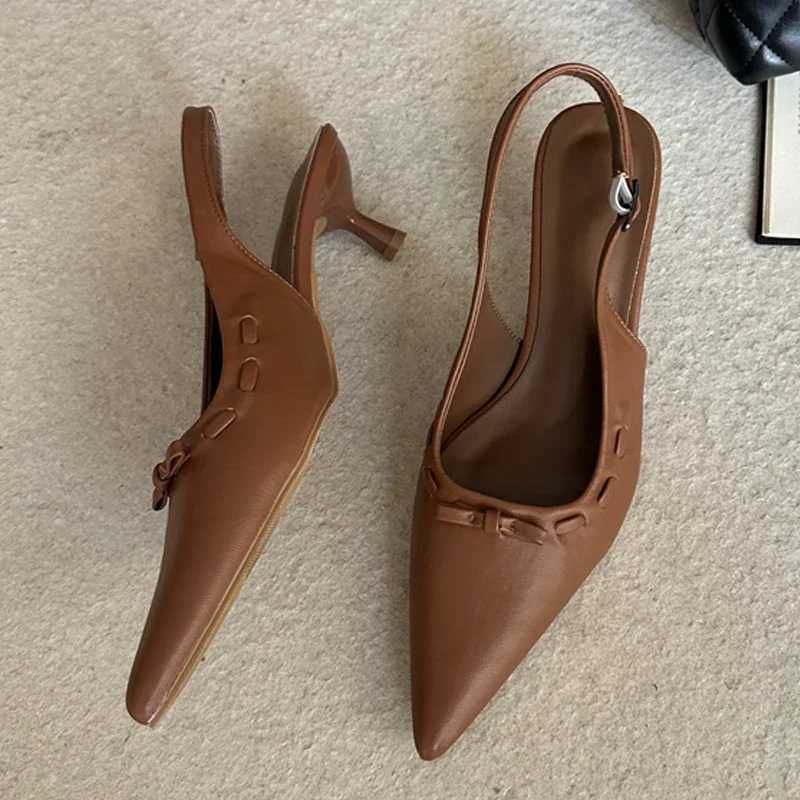 Eilyken New Fashion Butterfly-knot Buckle Strap Woman Pumps Elegant Slingbacks Thin Low Heels Wedding Party Shoes Z260330
