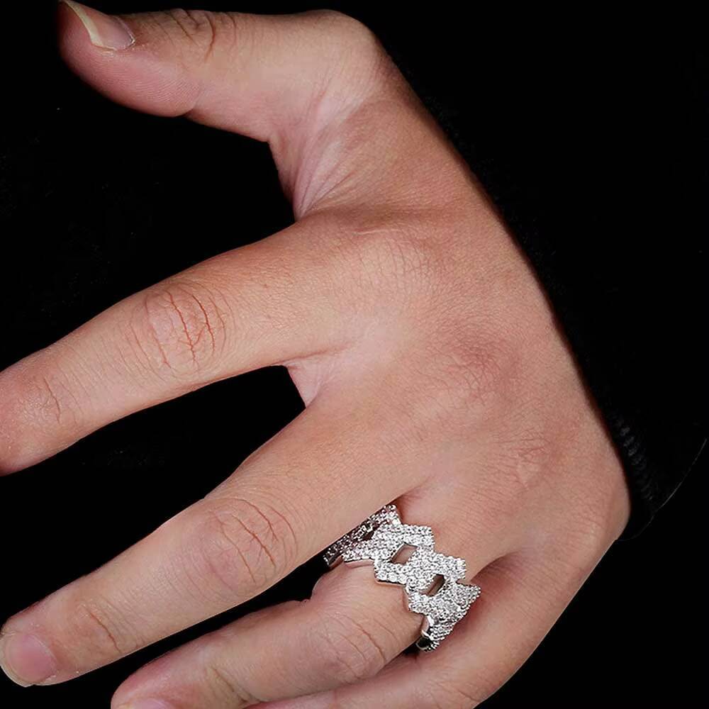 14k 18k Gold Iced Out Ring 925 Silver Ring Hip Hop Jewelry VVS Moissanite Mens Rings Customized Size