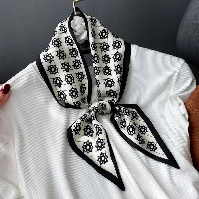 Fashion Print Hair Ribbon Scarf Wen Neck Tie Bag Scarfs Satin Silk Skinny scarves Ladies Foard Floral Bands 2024 New X260328