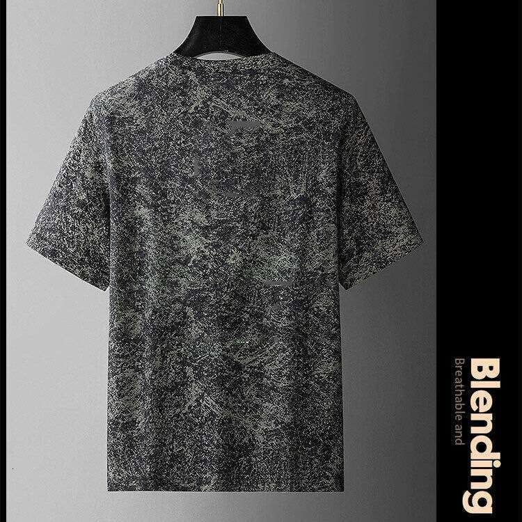 European Men's High-End Design Sense Distressed Crew Neck Short T-Shirt Men luxury New Trendy Brand Summer American Style