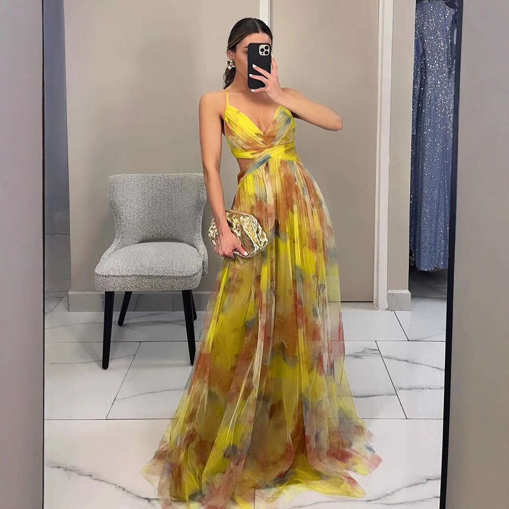 Women Designer Dresses Printed V Neck Slip Dresses Spring 2026 Dresses For Women Cross Strap Backless Dress