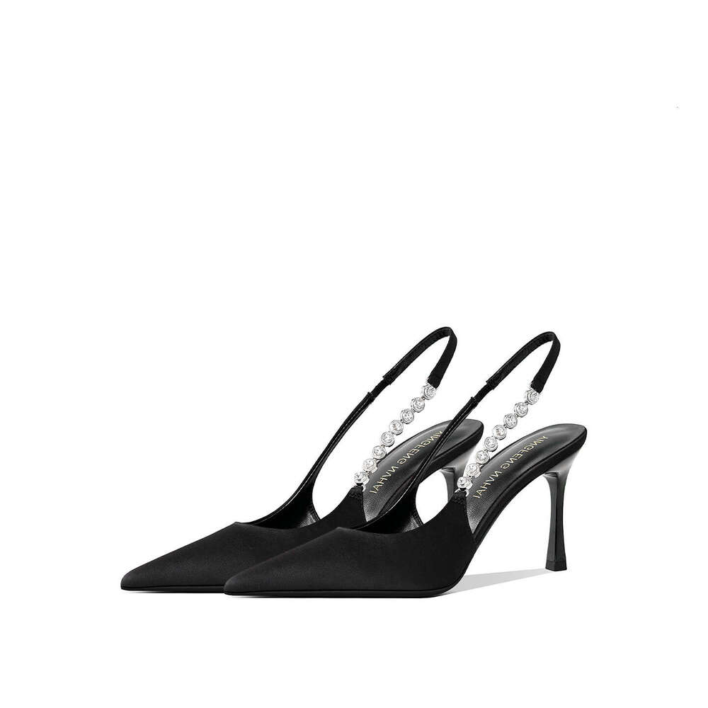Women In Silver Rhinestone Backless High Heels Closed Toe Stiletto Sexy Ins Style Stunning Versatile Women S Sandals