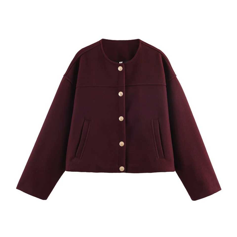 2026 New Womens Fashion European and American Style Versatile Long Sleeve Gold Button Soft Jacket CoatT260328