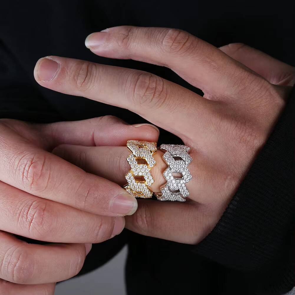 Hip-hop Ice Rhombus Design Men's Claw-set 925 Sterling Silver Full VVS Moissanite Ring Engagement Ring