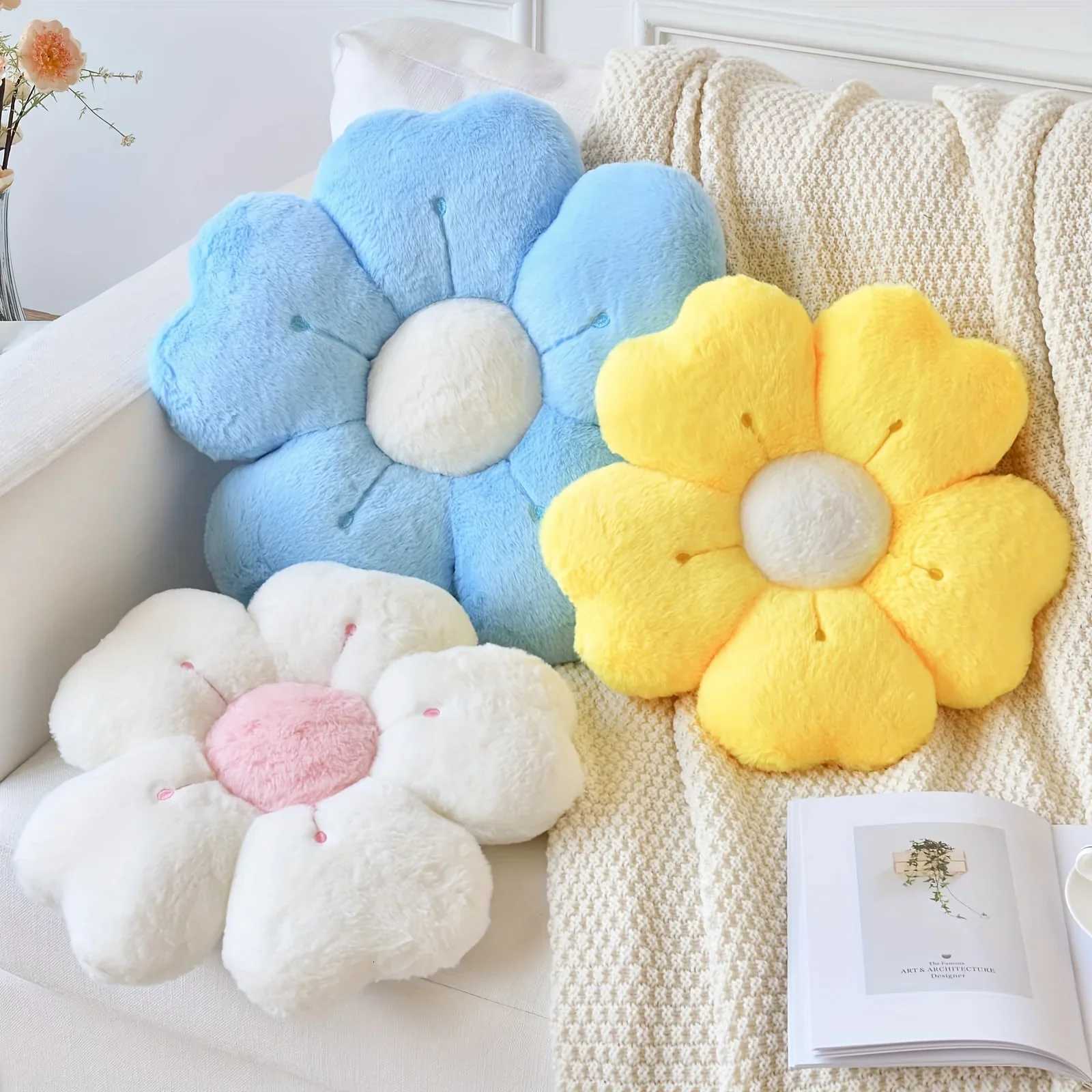 Plush Pillow Comfortable Daisy Flower Shaped - Cute Decorative Pad for Bed and Sofa Soft Polyester Fabric H260330 - view 3