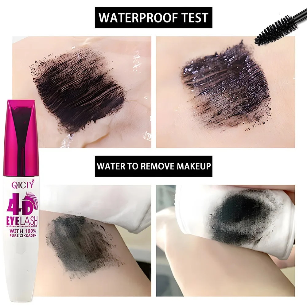 4D Waterproof Curling Mascara Lengthens Eyelashes Black Silk Fiber Lasting Cosmetic No Smudging Female Makeup 260316