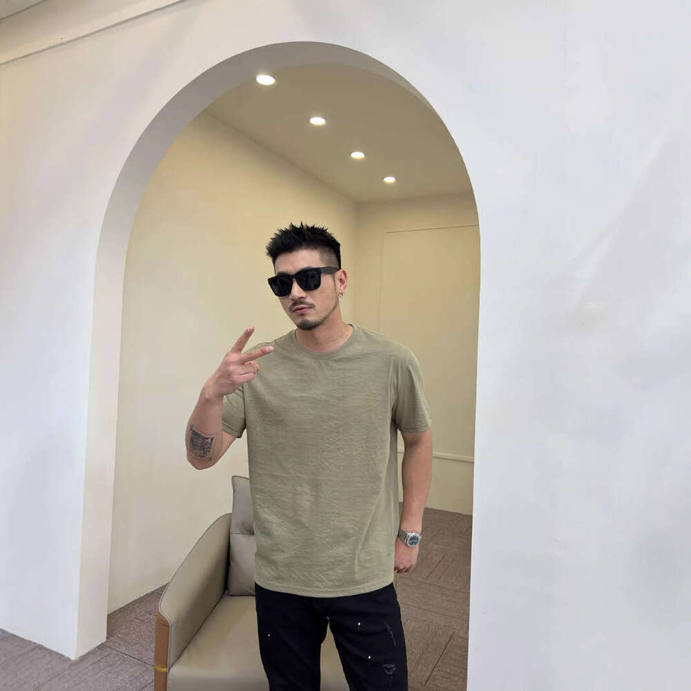 Summer High-End Men's Thin Short T-Shirt Solid Color Slim Fit Round Neck Versatile Casual Half Sleeve