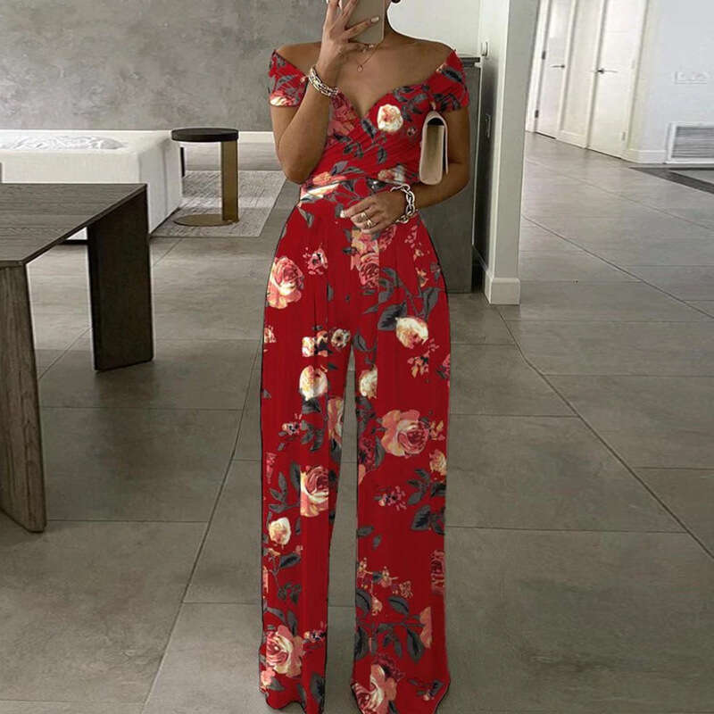 2026 Sprin New Collection: Cross-Border European American Forein Trade Women's Clothin - Eleant and Stylish Loose-Fit Printed Wide-Le Jumpsuit fo