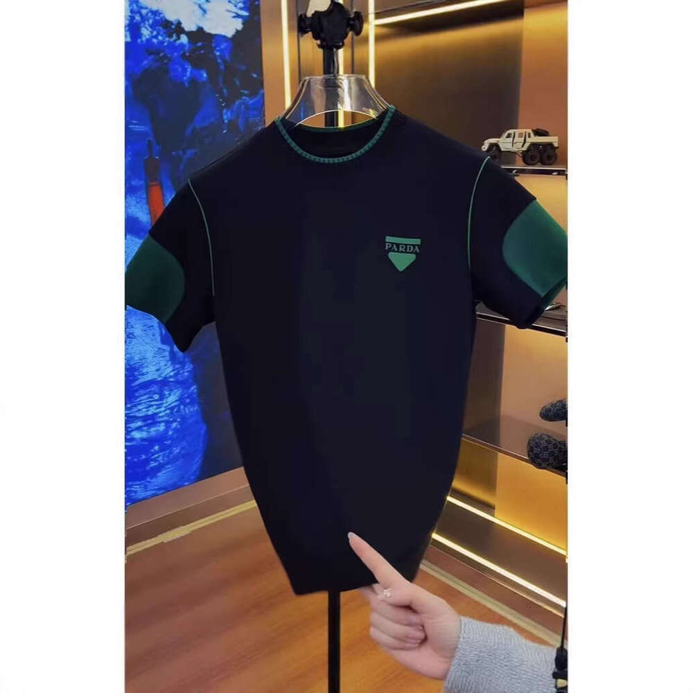 2026 Summer Men's Light Luxury New Letter Patchwork Color-Block Casual Trendy Versatile Early Spring Short Sleeve