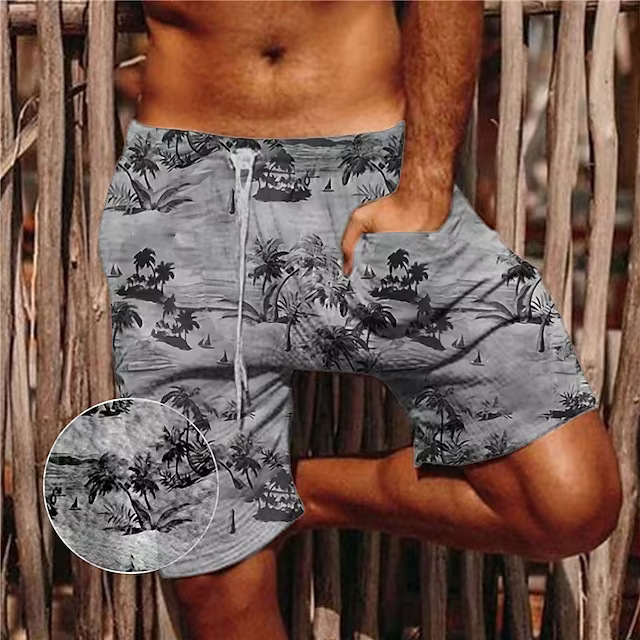 Elegant Men's Lightweight Short Swimsuits Featuring a Retro Look