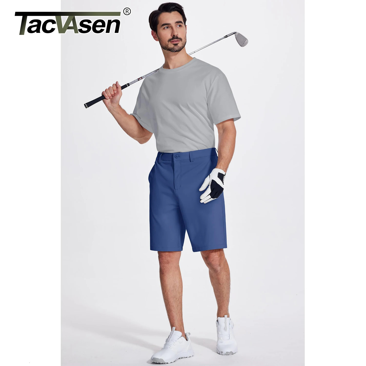 TACVASEN Golf Quick Dry Shorts Men Stretch Lighyweight Dress Work Casual Shorts with 4 Pockets Flat Front Hiking Shorts 9 Inch 260327