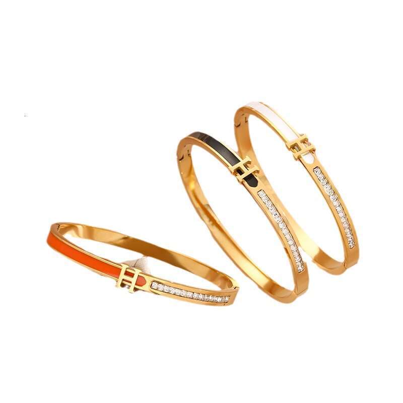 Titanium Steel H Letter Bracelet Designer Jewelry Luxury Orange Gold Bangle Fashion INS Style Temperament Alphabet Wristband For Women Daily Wear Part