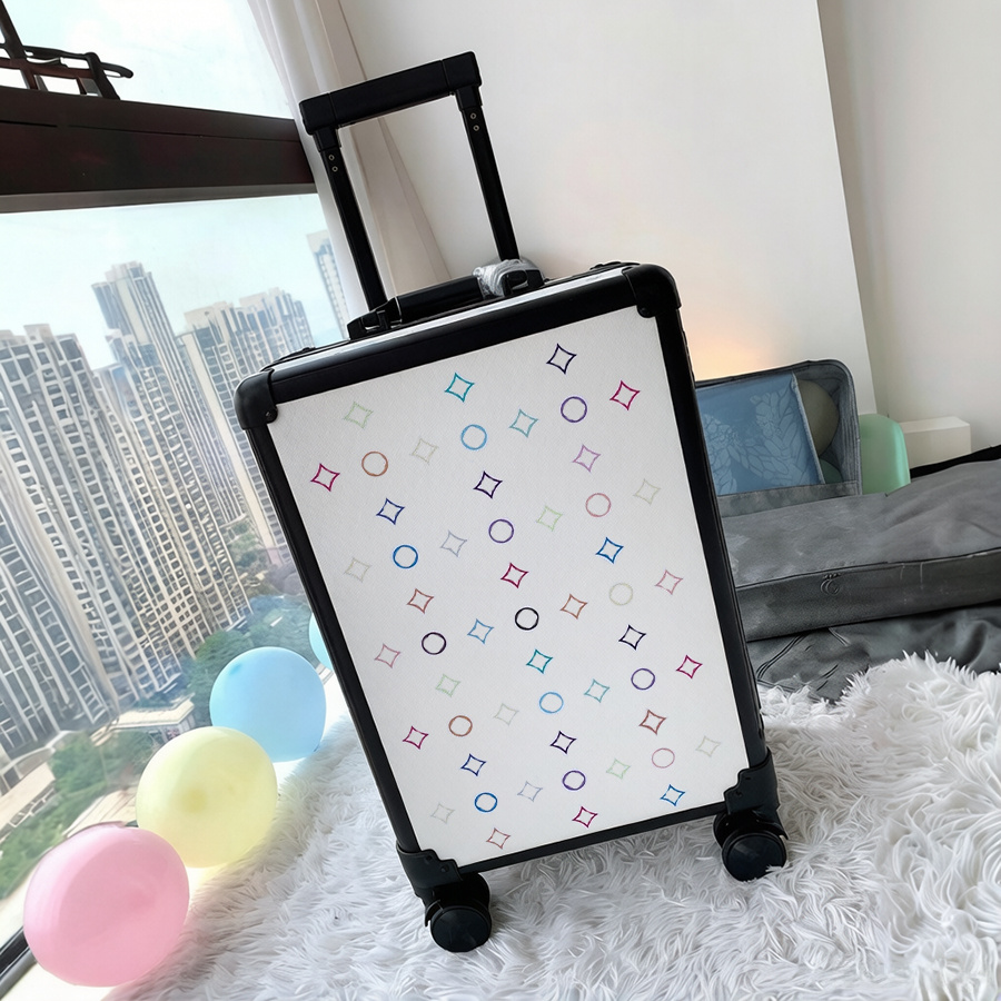 Luggage Designer Suitcase Luxury Luggage 20 Inches Suitcases With Wheels Trolley Case Travel Bag Boarding Case Password Genuine Leather Box Cabin Flower Letter