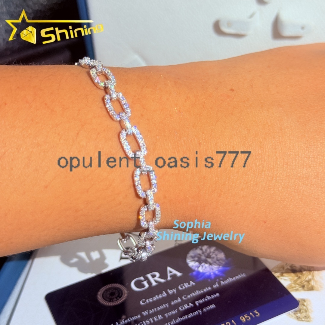 New Arrivals S925 Solid Silver Hip Hop Jewelry VVS1 Moissanite Iced Out GRA Certificate Infinity France Bracelet Men Women