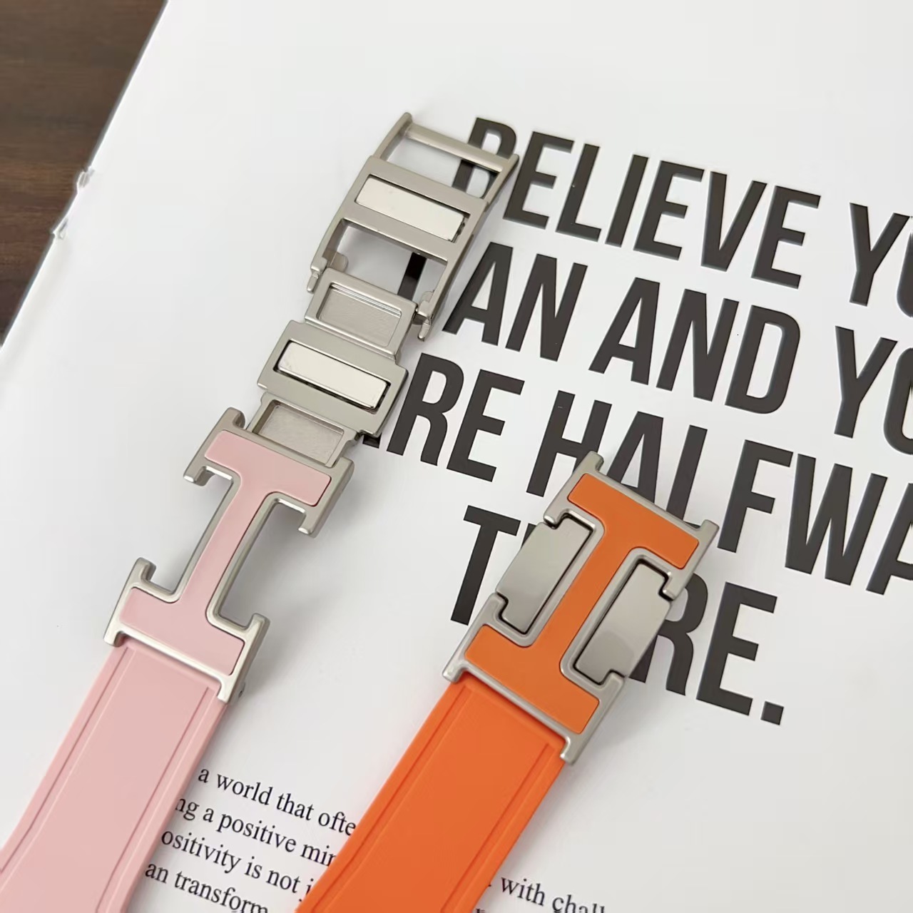 Watch Strap Silicone H-Buckle Magnetic For Apple Watch S9 S10 SE Orange Color