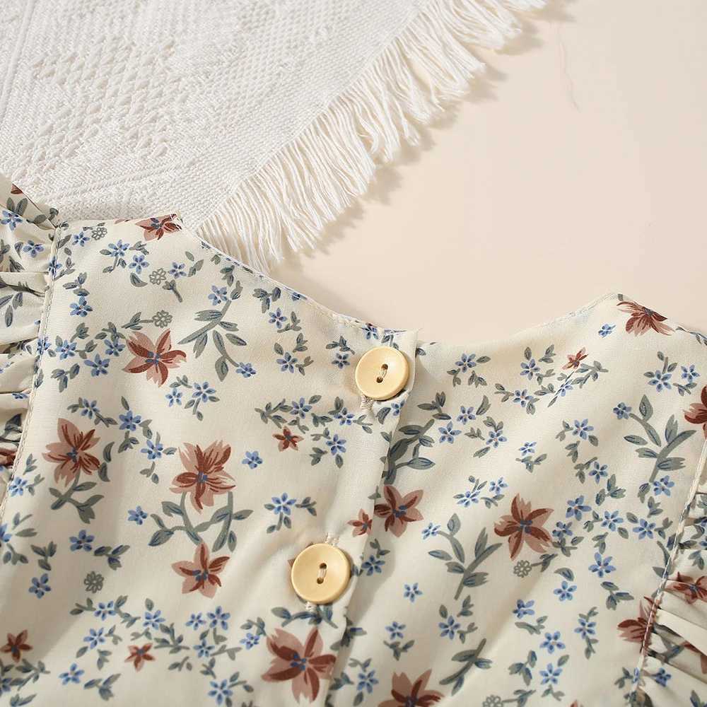 Kids Dresses for Girls Floral Flying Sleeves Casual Dresses Summer Ruffles Sweet Casual Daily Dress Toddler Casual Flower DressT260330