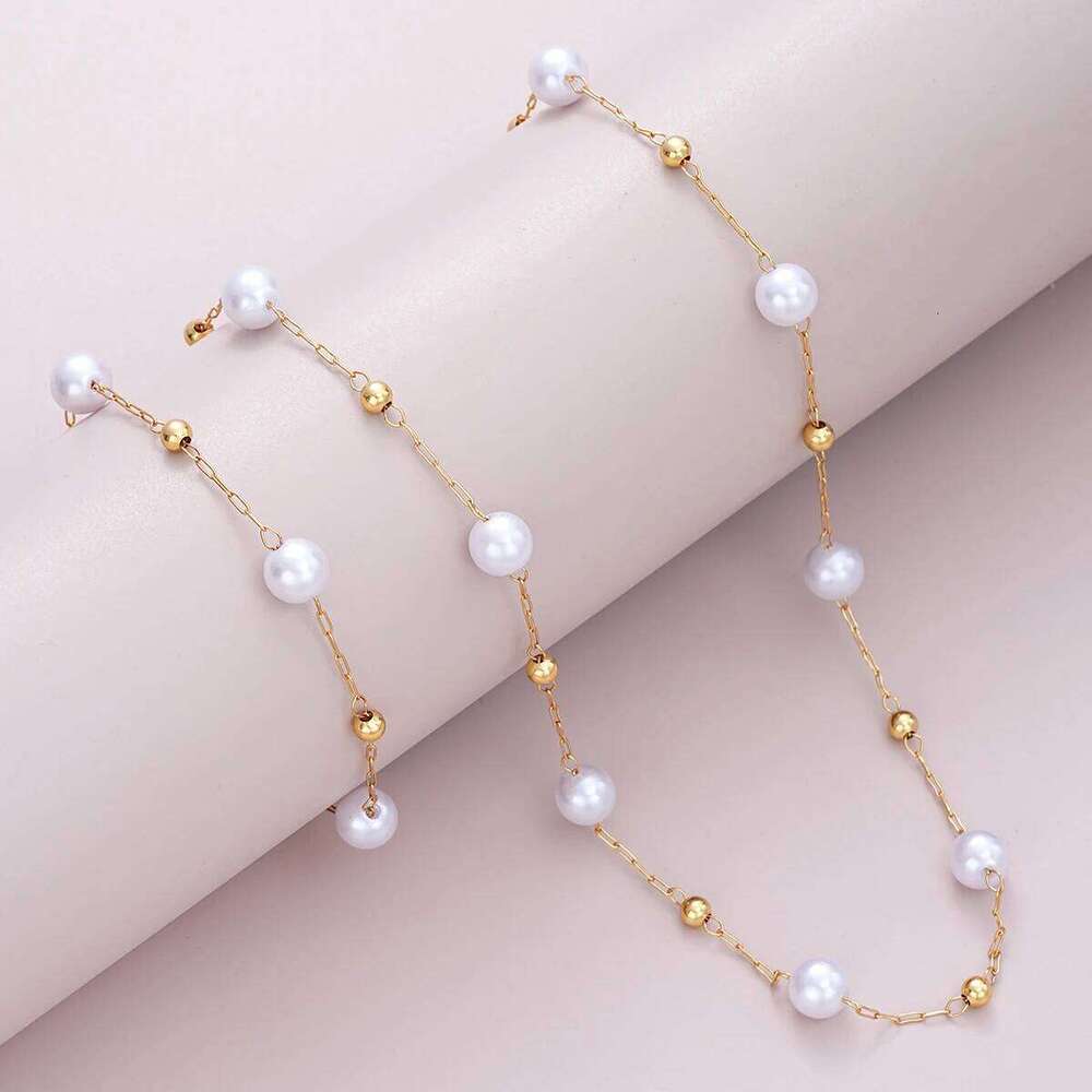 Jewelry Set with Bracelets Gold Color Bohemian For Women Fashion Pearl Cross Pendant Necklace Bracelet Set Casual Jewelry Gifts Visionice