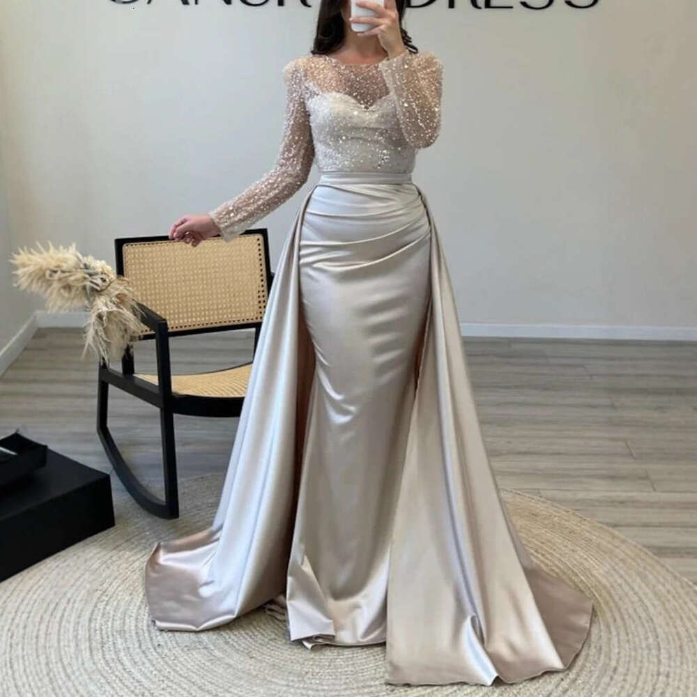 2026 European and American Cross-Border Women's Banquet Long Sleeve Elegant Socialite Annual Meeting Host Aura Queen Sequin Evening Dress