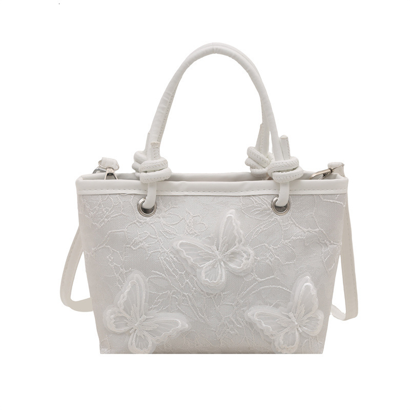 Free Shipping High Value Mini Tote Bag for Women Lace Butterfly Embellished Handbag