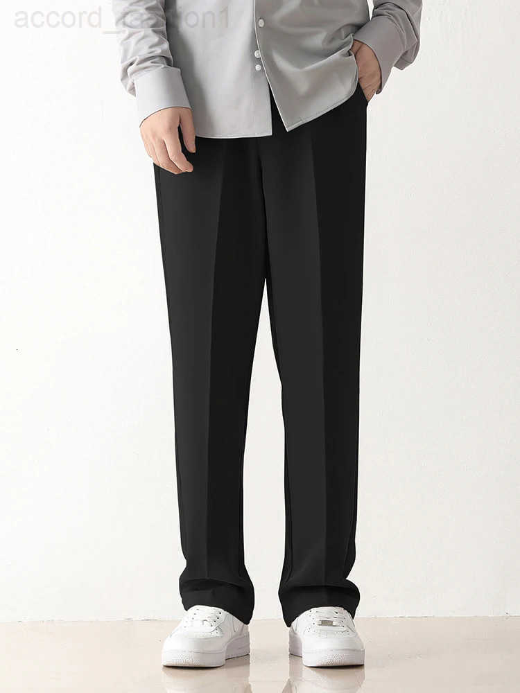 2026 New Korean Mens Casual Pants Loose Fit Draped Slacks Straight Trousers Semi-Wide Commute Suit Pants H260330