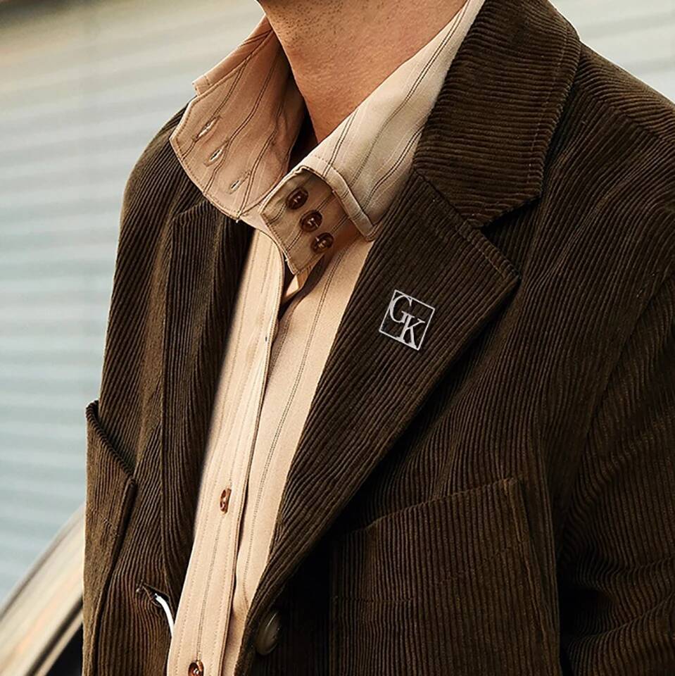 Skyrim Custom Initials Brooch Stainless Steel Personalized Letters Groom Pins Badge Trendy Jewelry Gift for Men Women Kids