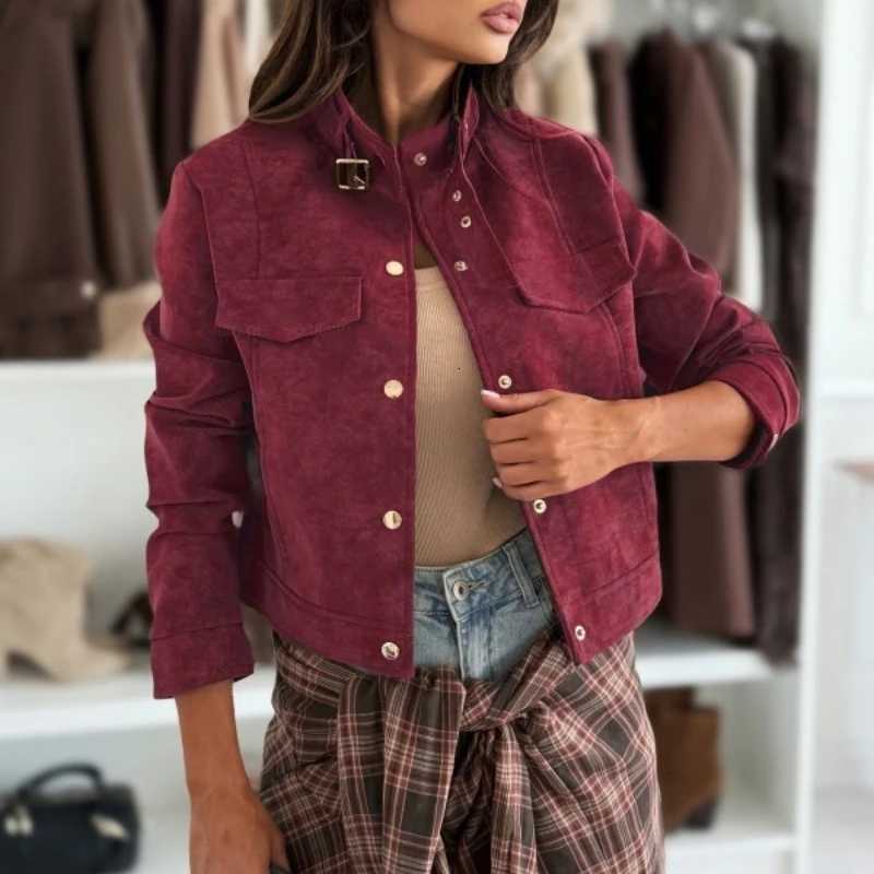 Spring Autumn Elegant New in Short Jacket Womens Long Sleeve Retro Solid Color Fashion Button Straight Jacket Top ClothesT260328