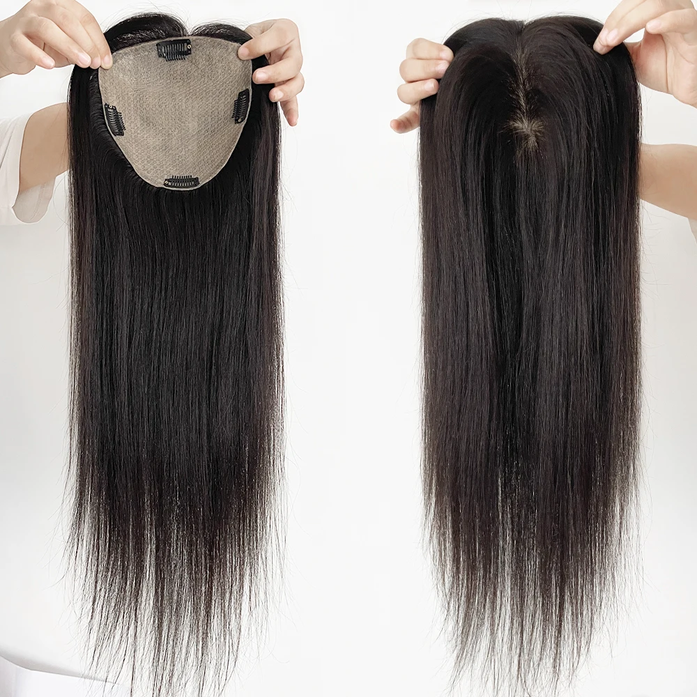 Silk Base Topper European Human Hair Toppers For Women Clip Ins Extension Hairpiece Seamless Coverage Undetectable Toppers 6x6inch 8-20inch