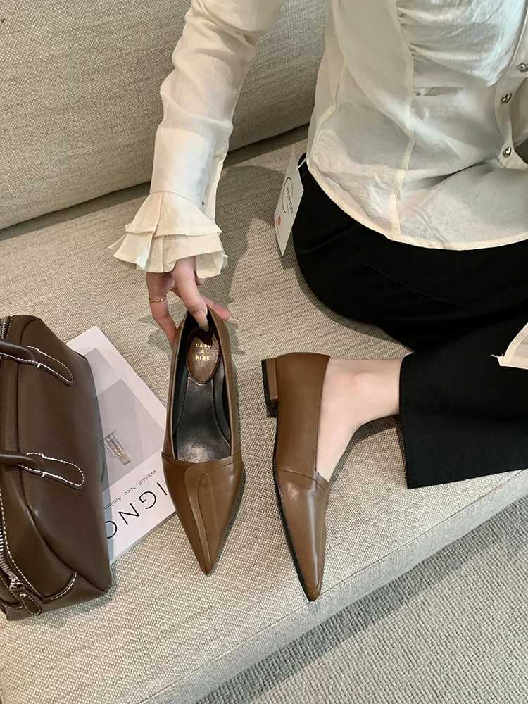Summer Shoes Ladies Pointed Toe Low Heels Female Footwear 2025 New Bailamos Woman Flat Comfortable Dress Spring Med Thin Shallow Z260330