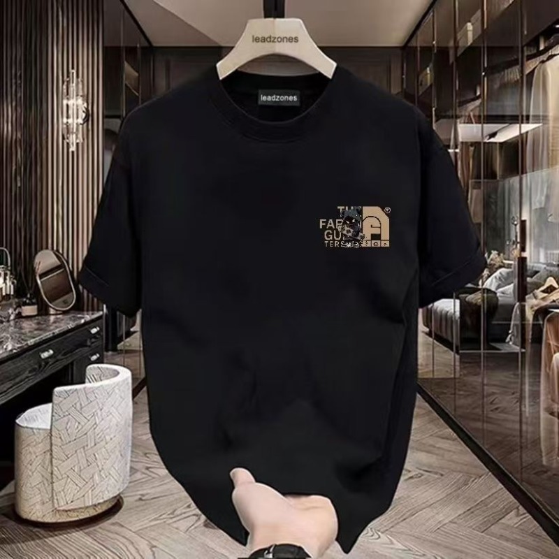 Luxury Brand Designer Clothes Solid Color Men's T-Shirt, New Summer Style, High-End Trendy Printed Tee, American Light Luxury Pure Cotton Fashion
