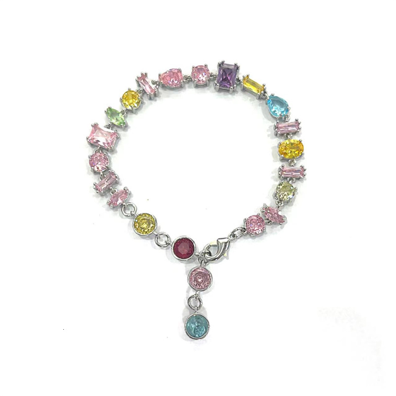 Jewlery Designer For Women European And American Colorful Gemstone Lolita Rainbow Candy-Colored Bracelet, Sweet Elegant Gift, Versatile Stylish