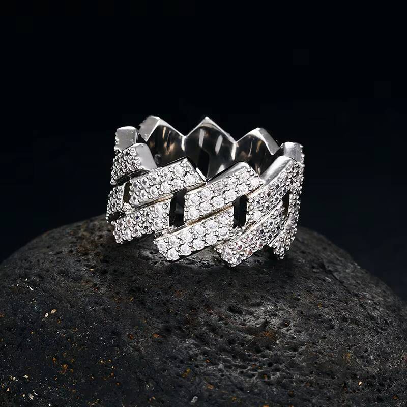 Hot Sale Men's Hip Hop Ring 18K Gold 925 Silver AAAAA Grade Moissanite Diamond Full Diamond Cuban Ring