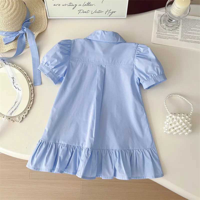Girls Casual Dresses Cute Cartoon Dress Bunny Short Sleeve Shirt Dress Kids Clothes Girls for 3 To 7 Years Princess DressT260330
